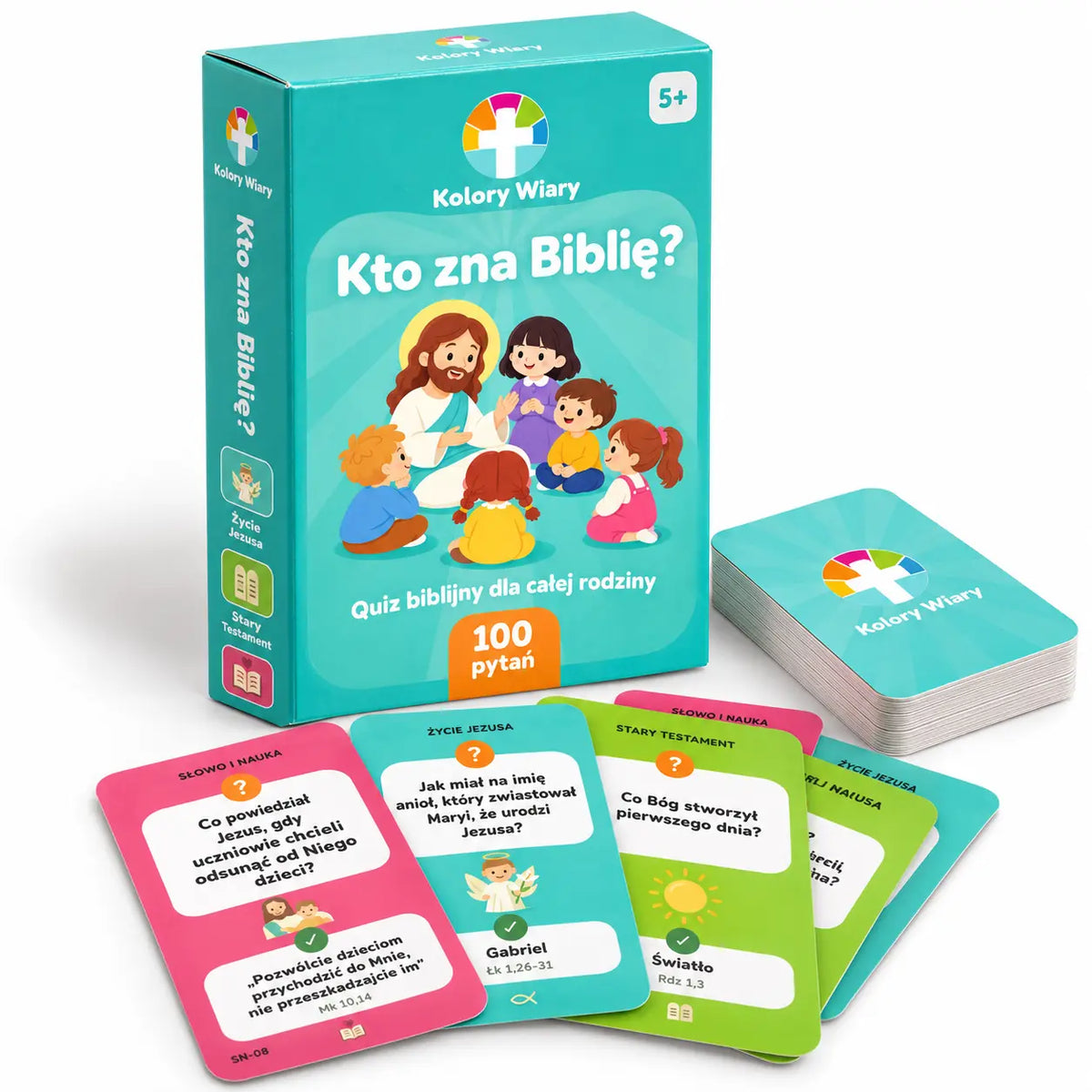 Kolory Wiary: Kto zna Biblię? – Gra Biblijna dla Dzieci i Całej Rodziny (100 Pytań)